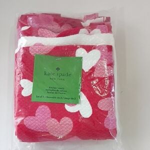 kate spade Pink and White Heart Kitchen Towels - Set of 3